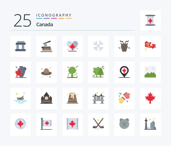 Canadá Flat Color Paquete Iconos Incluyendo Ártico Canadá Amor Invierno — Vector de stock