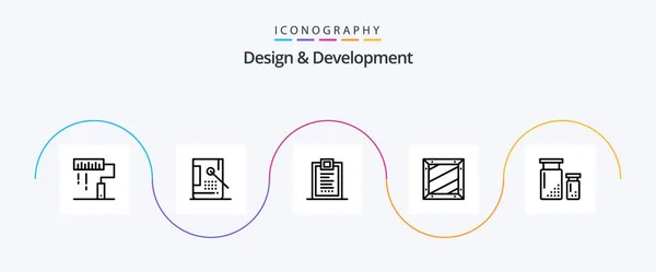 Design Und Entwicklung Line Icon Pack Inklusive Design Feld Entwicklung — Stockvektor