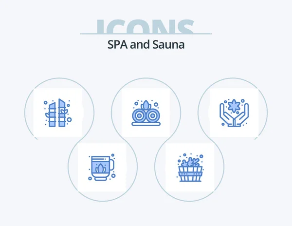 Sauna Blue Icon Pack Icon Design Sauna Flower Hand — Stock Vector