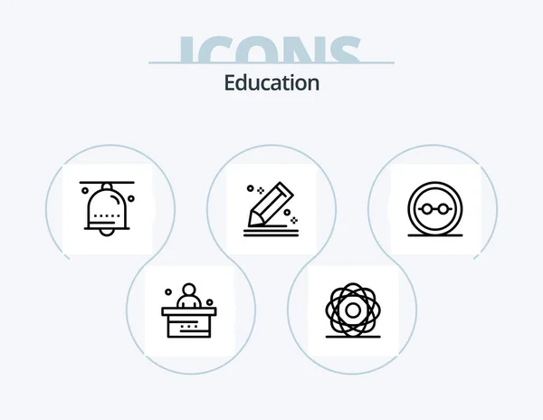 Linha Educação Icon Pack Icon Design Nota Música Papel Áudio — Vetor de Stock