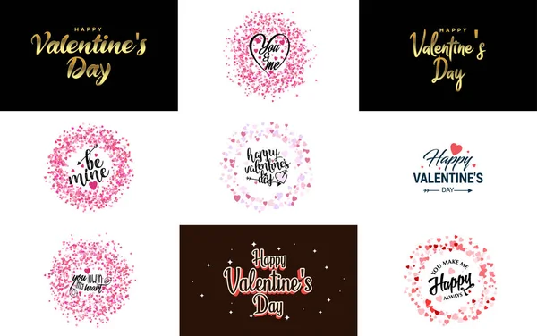 Happy Valentine Day Greeting Card Template Romantic Theme Red Pink — Stock Vector