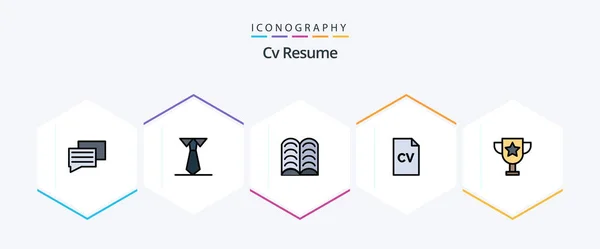 Resume Filledline Icon Pack Including Trophy Learn Education Science — Stock Vector