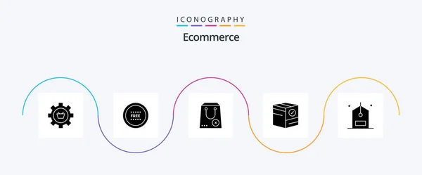 Ecommerce Glyph Icon Pack Including Commerce Box Line Package Commerce — Vetor de Stock