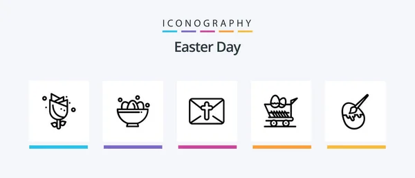 Easter Line Icon Pack Including Egg Egg Cart Easter Bowl — Stockvektor