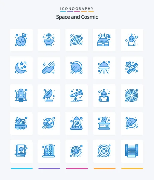 Espacio Creativo Blue Paquete Iconos Como Planeta Monstruo Planeta Avatar — Archivo Imágenes Vectoriales
