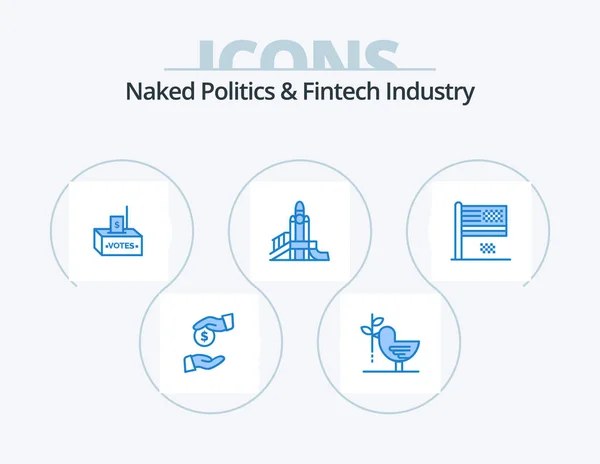 Nackte Politik Und Fintech Industrie Blue Icon Pack Icon Design — Stockvektor
