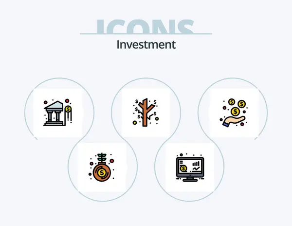 Investment Line Filled Icon Pack Icon Design Money Finance Idea — Archivo Imágenes Vectoriales