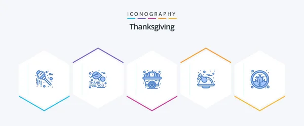 Thanksgiving Blue Icon Pack Including Nature Chicken Autumn Turkey Holiday — Vetor de Stock