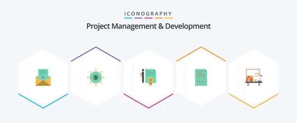 Project Management Development Flat Icon Pack Including Graph Data Legal — Stockvektor