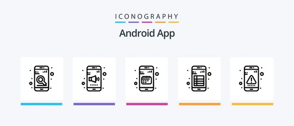 Android App Line Icon Pack Including App Game Mobile Entertainment — Stock Vector