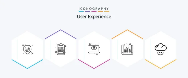 User Experience Line Icon Pack Including Cloud Page Computer Site — Vetor de Stock