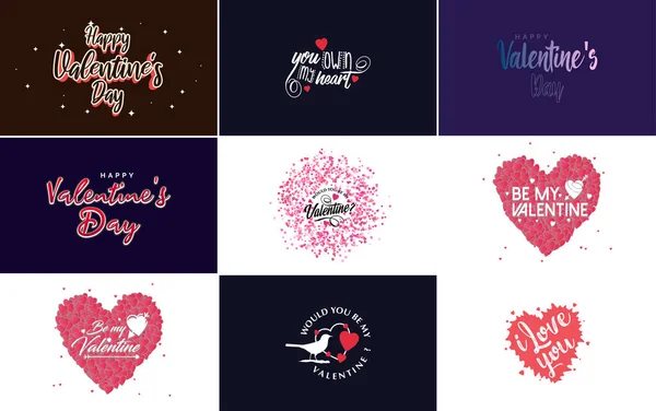 Happy Valentine Day Hand Drawn Lettering Vector Illustration Suitable Use — Vettoriale Stock