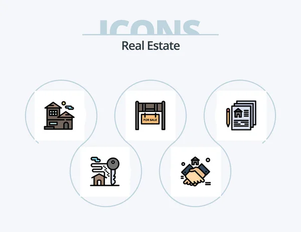 Real Estate Line Filled Icon Pack Icon Design Para Casa — Vetor de Stock