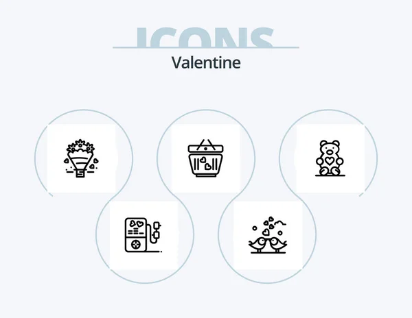 Valentine Line Icon Pack Icon Design Braut Herz Handtasche Liebe — Stockvektor