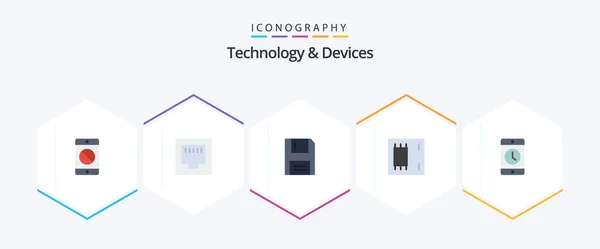 Appareils Pack Icône Plat Comprenant Des Produits Électronique Les Appareils — Image vectorielle