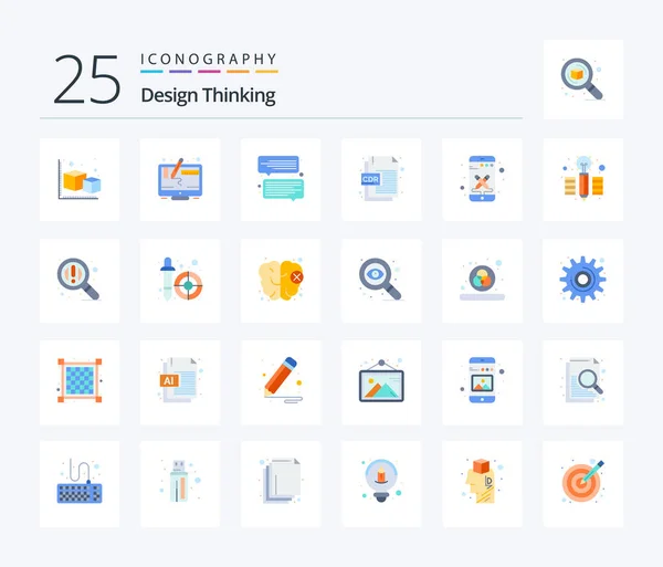 Design Thinking Flat Color Icon Pack Including Phone File Format — Stock vektor