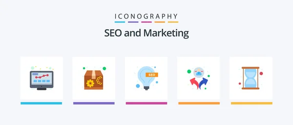 Seo Flat Icon Pack Including Seo Idea Efficiency People Creative — Stockvektor