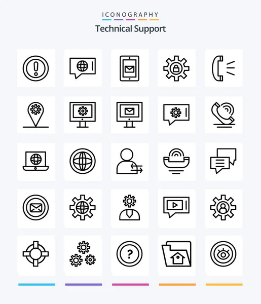 Creative Technical Support Outline Icon Pack Answer Zamknout Služby Nastavení — Stockový vektor