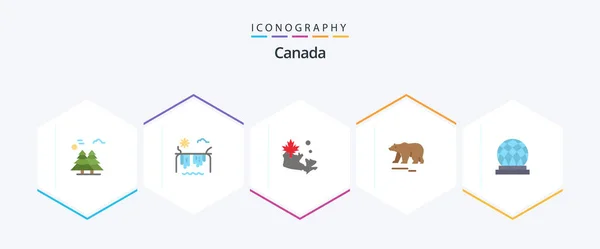 Pack Icônes Plates Canada Incluant Canada Canada Canada Polaire Animal — Image vectorielle
