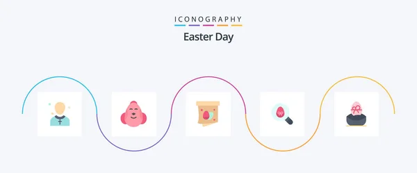 Easter Flat Icon Pack Including Holiday Egg Baby Search Easter — Stock vektor