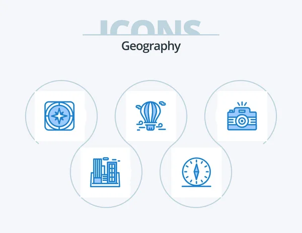 Geo Graphy Blue Icon Pack Icon Design Photo Camera Navigation — Image vectorielle