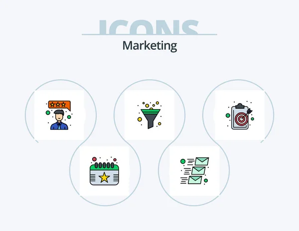 Маркетинговая Линия Filled Icon Pack Icon Design Интернет Пресса Воронка — стоковый вектор