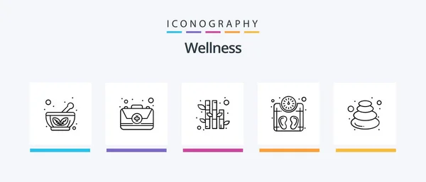 Wellness Line Icon Pack Incluyendo Horario Cuidado Dientes Cuenco Cepillo — Archivo Imágenes Vectoriales