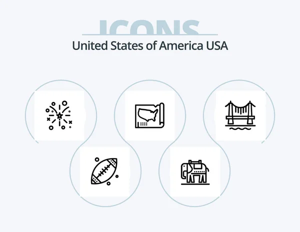 Usa Line Icon Pack Icon Design Building Usa American Presidents — Stockový vektor