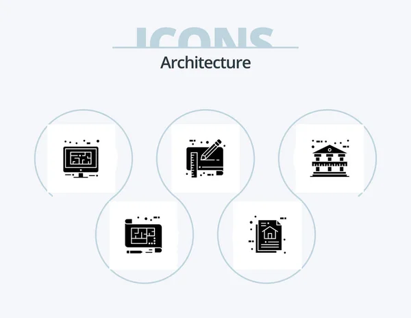 Architectuur Glyph Icon Pack Icon Design Ontwerp Blauwe Afdruk Document — Stockvector