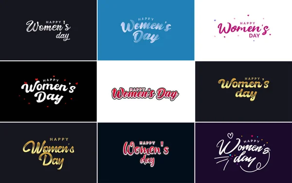 Set Cards International Women Day Logo Bright Colorful Design — Vetor de Stock