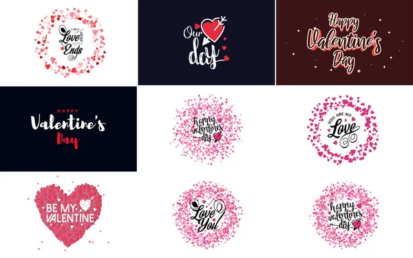 Happy Valentine Day Greeting Background Papercut Realistic Style Paper Clouds - Stok Vektor