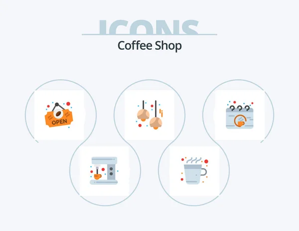 Café Restaurant Flat Icon Pack Icon Design Café Calendrier Magasin — Image vectorielle