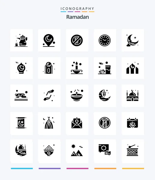 Kreatywny Ramadan Glyph Solid Black Ikona Pakiet Takich Jak Obiad — Wektor stockowy