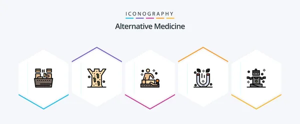 Alternative Medicine Filledline Icon Pack Including People Therapy Massage Spa — Archivo Imágenes Vectoriales