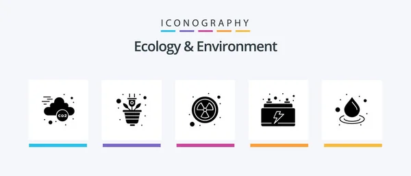 Ecologia Meio Ambiente Glyph Icon Pack Incluindo Purificação Larga Radiação — Vetor de Stock