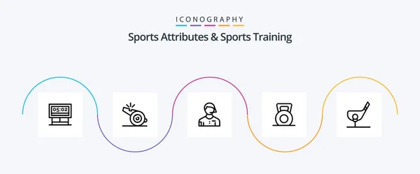 Sports Atributes Sports Training Line Icon Pack Including Aim Gym — Stock Vector