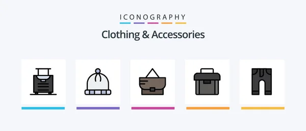 Clothing Accessories Line Filled Icon Pack Including Sew Baby Creative — Stock Vector