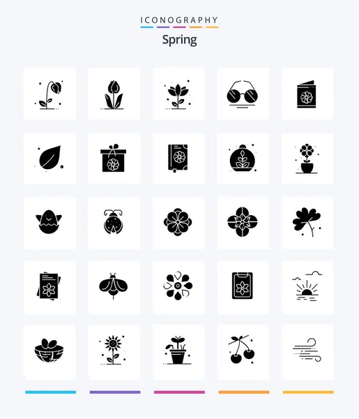 Pack Icônes Creative Spring Glyph Solid Black Telles Que Écologie — Image vectorielle