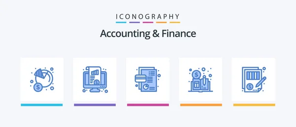 Accounting Finance Blue Icon Pack Including Distributed Ledger Book Cryptocurrency — Stock Vector