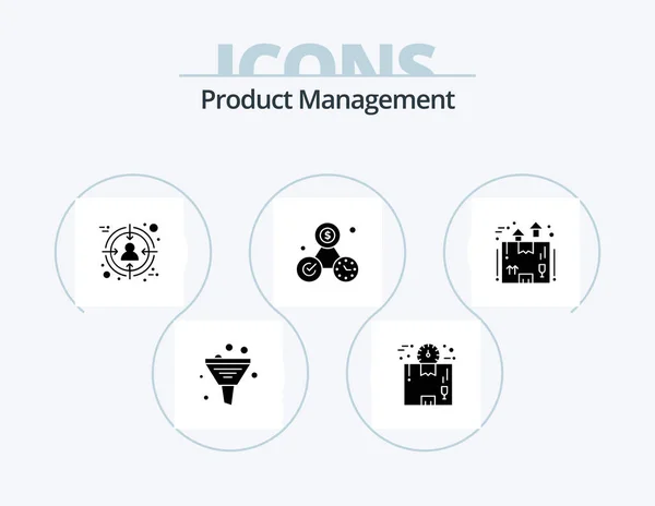 Product Management Glyph Icon Pack Ikon Design Perfektion Pengar Paket — Stock vektor