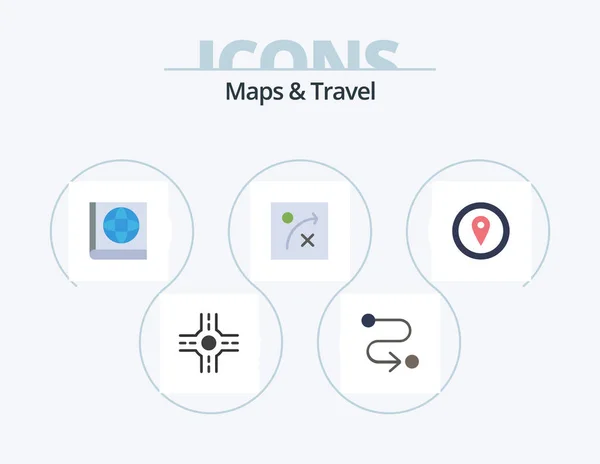 Maps Travel Flat Icon Pack Icon Design Gps — Vetor de Stock