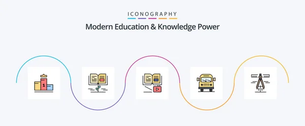 Modern Education Knowledge Power Line Filled Flat Icon Pack Including — Stock Vector