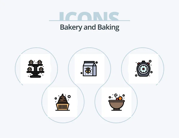 Baking Line Filled Icon Pack Icon Design Kitchen Food Time — Stockvektor