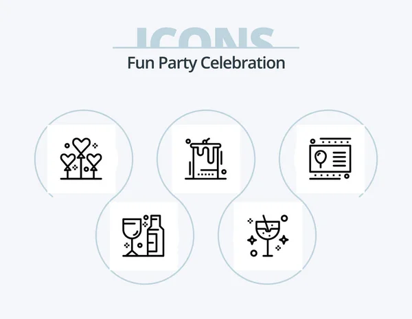 Party Line Icon Pack Icon Design Celebration Party Ball Circus — Image vectorielle