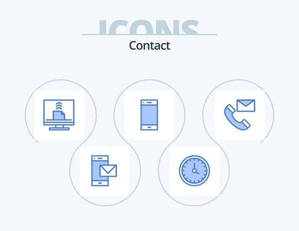 Contacto Blue Icon Pack Icon Design Teléfono Llame Contáctenos Correo — Archivo Imágenes Vectoriales