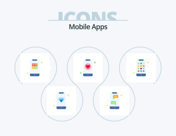 Mobile Apps Flatt Icon Pack Icon Design App Telefon Date – stockvektor