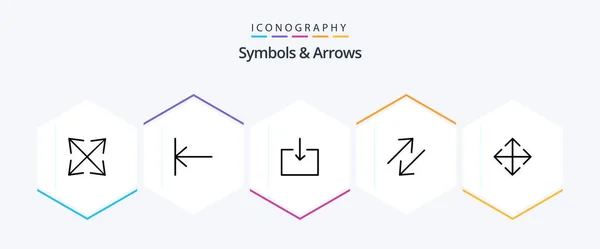 Símbolos Flechas Paquete Iconos Glifos Incluyendo Importación Transformar Flecha — Archivo Imágenes Vectoriales