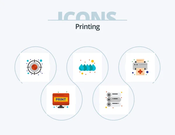 Printing Flat Icon Pack Icon Design Printer Device Archery Arrow — Vector de stock
