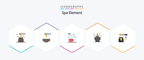 Spa Element Flat Icon Pack Including Мило Спа Травка Bee — стоковый вектор
