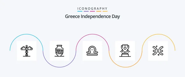 Grécia Independence Day Line Icon Pack Incluindo Peixes Astrologia Astrologia — Vetor de Stock